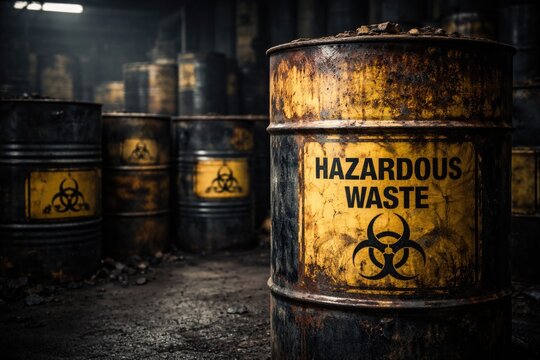 Hazardous waste containment in industrial barrels with copyspace area