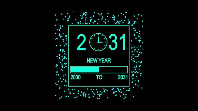 New Year 2031 Countdown Timer with Digital Clock and Progress Bar