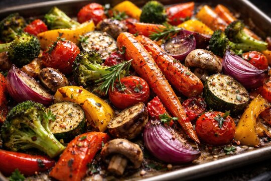 Savor the flavor of roasted vegetables presented in a wide format