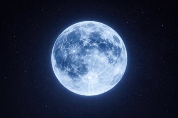 Fototapeta premium Blue moon close up shot with a vast empty sky behind