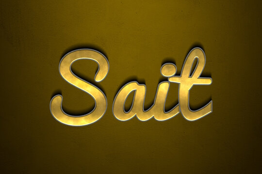 Old gold text effect of Turkish name Sait with 3D glossy style Mockup.