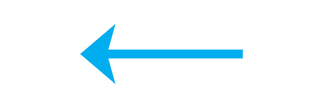 Blue Navigation Arrows, flat design vector illustrator. Multiple side directional arrows. Blue isolated pointing vector arrowhead icon on white background. Isolated long blue arrow icon . Bold long ar