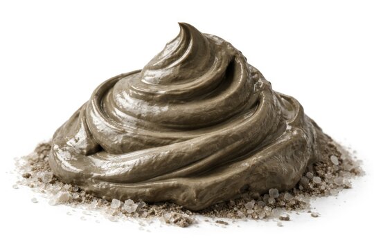 Natural Dead Sea silt mud pile isolated on clean white background for skincare treatments