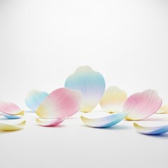 Obraz premium Pastel Rainbow Flower Petals on White Background