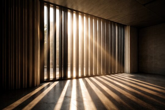 Digital rendering of window brise soleil producing elongated vertical light beams