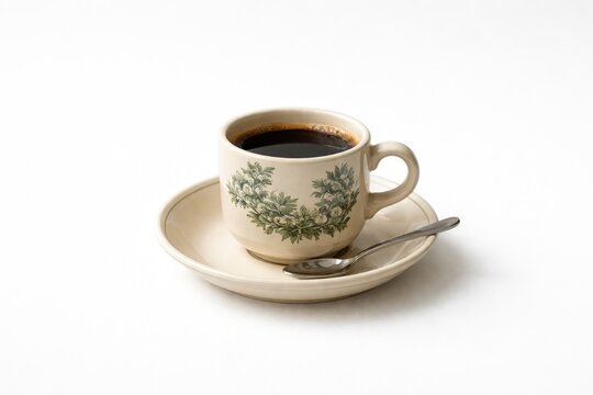 Isolated kopitiam cup against a clean white matte background with copy space