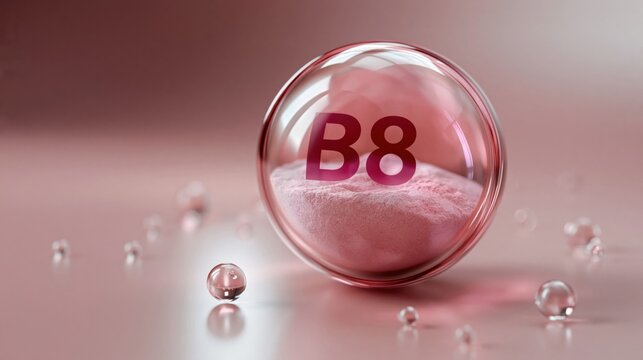 Inositol Vitamin B8 transparent capsule with pink powder supplement 3D render