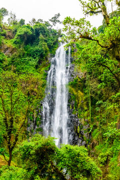 View of Materuni waterfall at foot of mountain Kilimanjaro not far from the city Moshi, Tanzania
