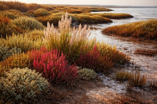 Salt tolerant flora inhabiting coastal salt marsh ecosystem