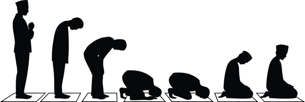 Muslim Man Performing Prayer Silhouettes