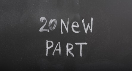 Fototapeta premium Fresh New Year party themes written on a blank blackboard background for festive creativity