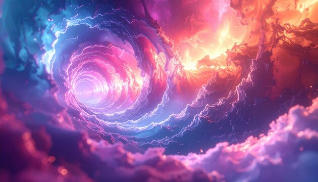 Abstract representation of quantum phase transitions with swirling chromatic energy and cosmic vortex