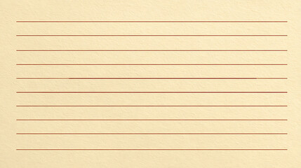 Fototapeta premium Cream blank paper background with subtle texture and brown horizontal ruled lines, clean surface for message, memo, or note