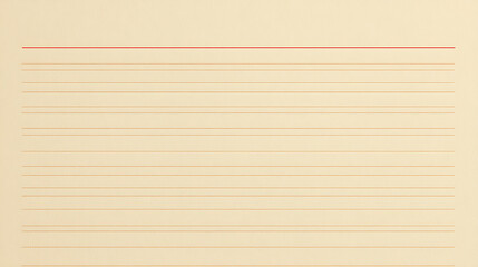Fototapeta premium Blank yellow paper with horizontal lines and a single red line across the top, ideal for text or graphic overlays on a clean background