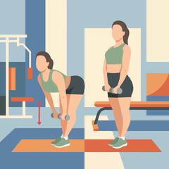 Obraz premium A dynamic image showcasing two fitness enthusiasts exercising with dumbbells in a modern gym, emphasizing the importance of fitness and healthy lifestyle choices.
