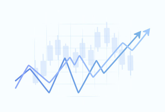 Finance stock market upward blue arrows growth background. Professional business investment chart and financial data