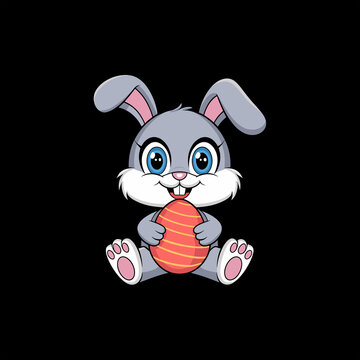 easter bunny with eggs vector image.