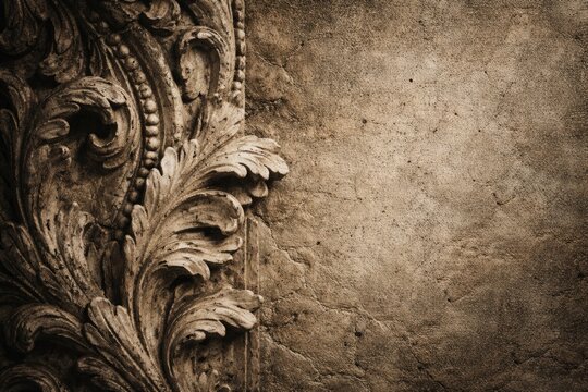 Detailed ancient sculpture surface texture with copy space for design