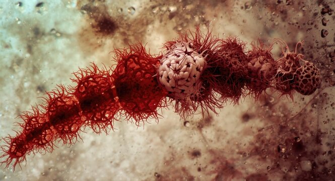 Low magnification sagittal micrograph capturing rat embryo brain and hepatic structure progression