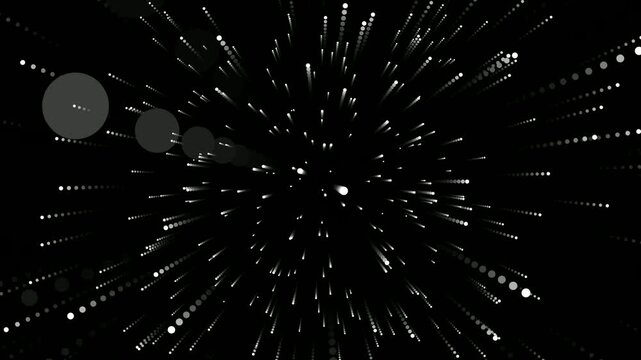 White Particles Exploding from Center - Light Speed Black Hole Effect