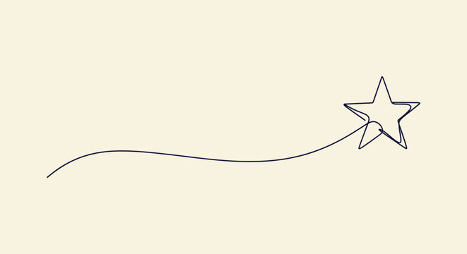 Continuous One Line Drawing of a Shooting Star with Long Tail Trail Minimalist Vector Illustration