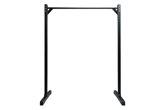 Black freestanding pull-up bar for home gym or professional fitness training, transparent background