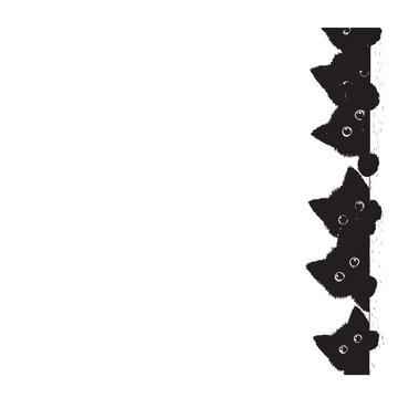 Cute Cat Silhouettes Peeking &ndash; Adorable Kitten Vector Illustration