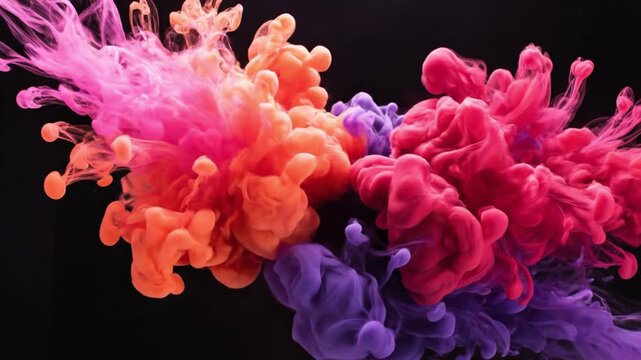 Purple ink cloud swirling in clear water, abstract