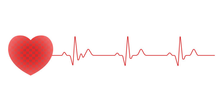 Red heart and normal sinus rhythm heart graph. Vector Medical ICU, NICU, CCU Illustration