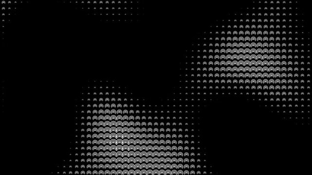 Digital Pattern Animation on Black Background - This video features an intricate digital pattern animation