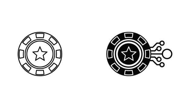 Digital tokenization concept icon with circuit connection lines in flat vector style isolated on white background for financial technology and crypto investment branding visuals and web assets