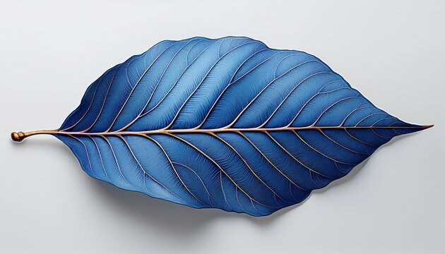 blue leaf on white background