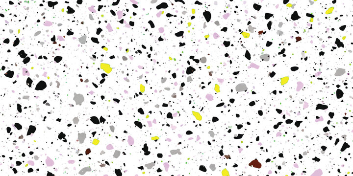 Modern terrazzo seamless pattern with vibrant yellow and pink chips vector illustration