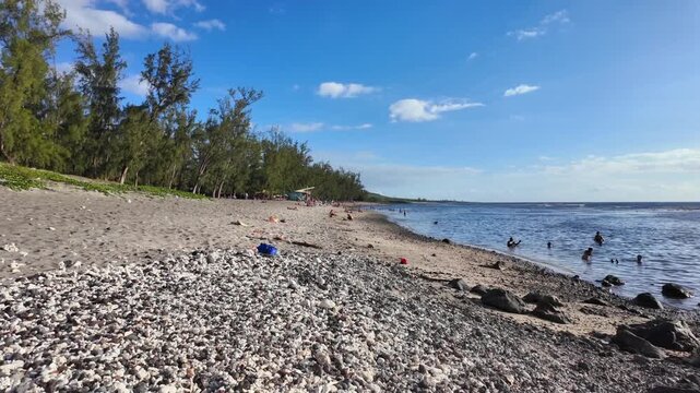 Scenic footage of Flic en Flac Beach, Mauritius, Africa