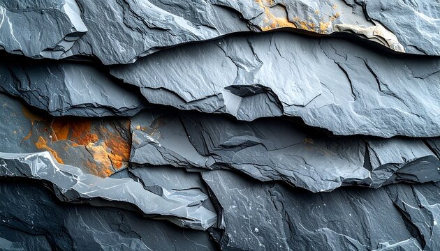 Close-up of layered slate rock formation.