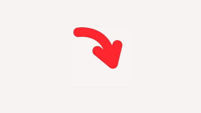 A red arrow pointing downwards in a white video background