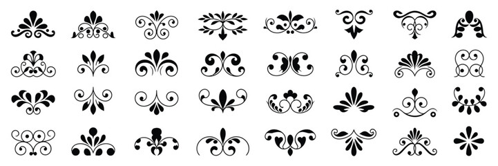 Vintage Calligraphic Design Elements Vector Set, Retro Page Decoration with Old Ornaments, Elegant Flourishes, Frames and Borders for Classic Typography, Invitation, Certificate and Branding © GIBBI RWW