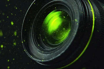 Neon Camera Lens Landing Page Hero © TRVNK
