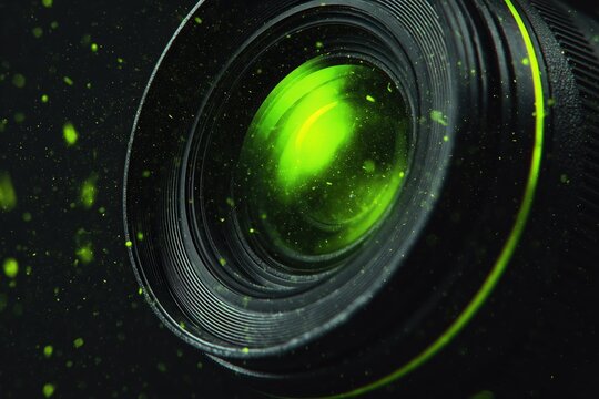 Neon Camera Lens Landing Page Hero