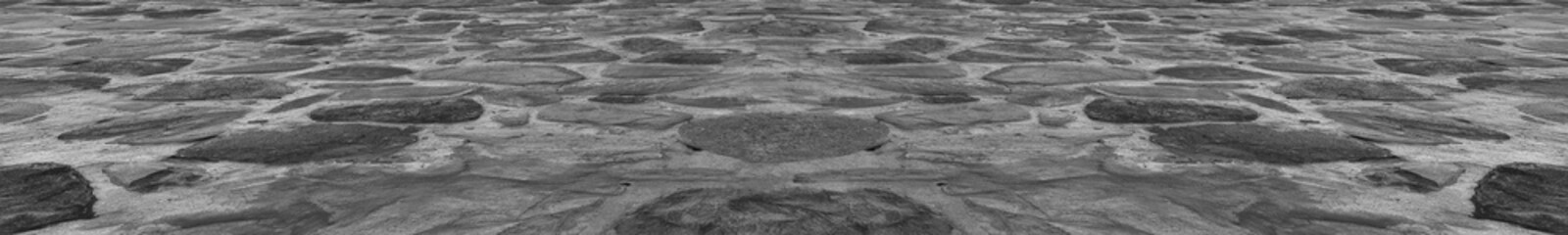Naklejka premium cobbled Paving stone texture close up cube pavers, floor tile tiled flooring wall fence or concrete rock stones block paving, side top aerial front view