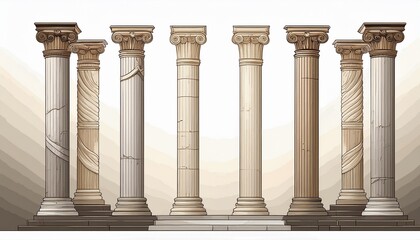 Fototapeta premium ancient greek columns isolated on a white background