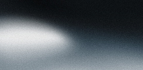 Fototapeta premium Dark grainy background, light gray white abstract gradient blurs on black noise texture backdrop, abstract website header, digital wallpaper, web banner or poster design