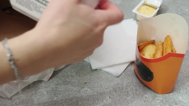 Fast food delivery menu background with various burgers, cheeseburger, nuggets, french fries, fizzy soda drinks. Junk unhealthy fast food, Ultra processed food with low nutrition, high calories value