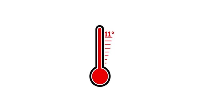 Medical thermometer icon animation. Digital meter indicates weather temperature 11 degree increse or decline. Thermometer equipment showing hot or cold weather.4k animation video