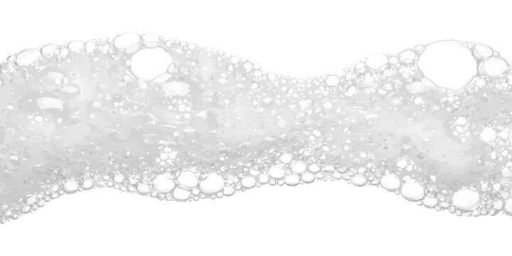 Abstract wave of soap bubbles and foam texture isolated on white background