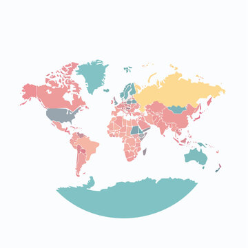 Carte du monde color&eacute;e en style minimaliste et moderne
