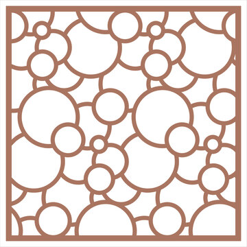 Square decorative panel featuring an intricate overlapping bubble and circle pattern. Vector design optimized for laser cutting, CNC routing, privacy screens, and modern wall decor.