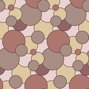Sophisticated seamless pattern with overlapping circles in muted terracotta, tan, and dusty rose. Organic vector background ideal for boho home decor, textiles, and branding.