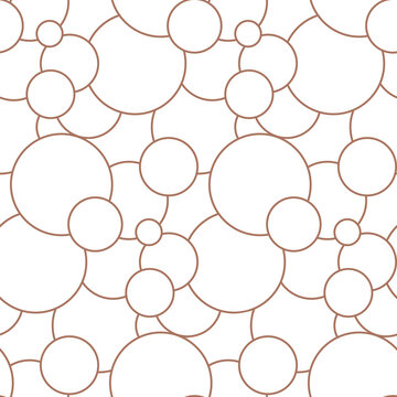 Clean monochrome seamless pattern featuring thin-line overlapping circles and bubbles. Minimalist vector background ideal for coloring pages, modern branding, and simple textile prints.