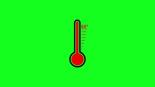 Medical thermometer icon animation. Digital meter indicates weather temperature 64 degree increse or decline. thermometer icon 4k animation video.